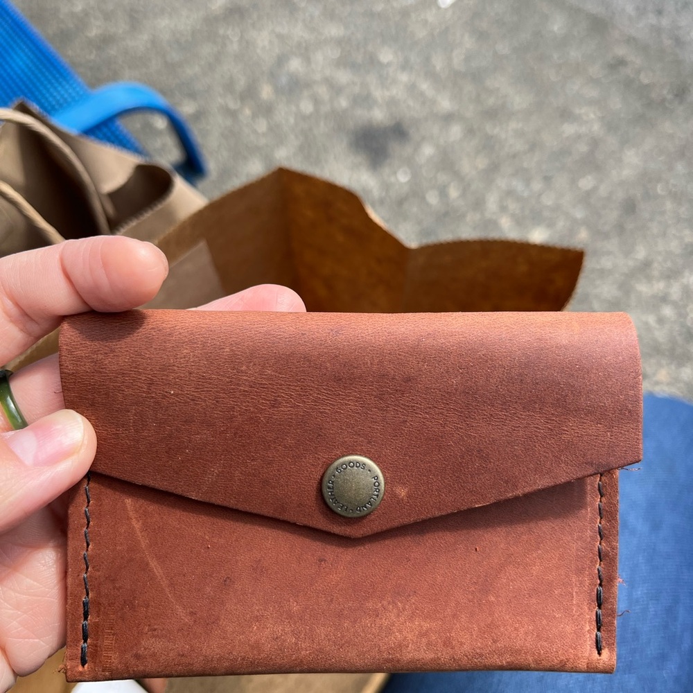 Portland Leather Goods Brown Leather mini envelope Card Holder